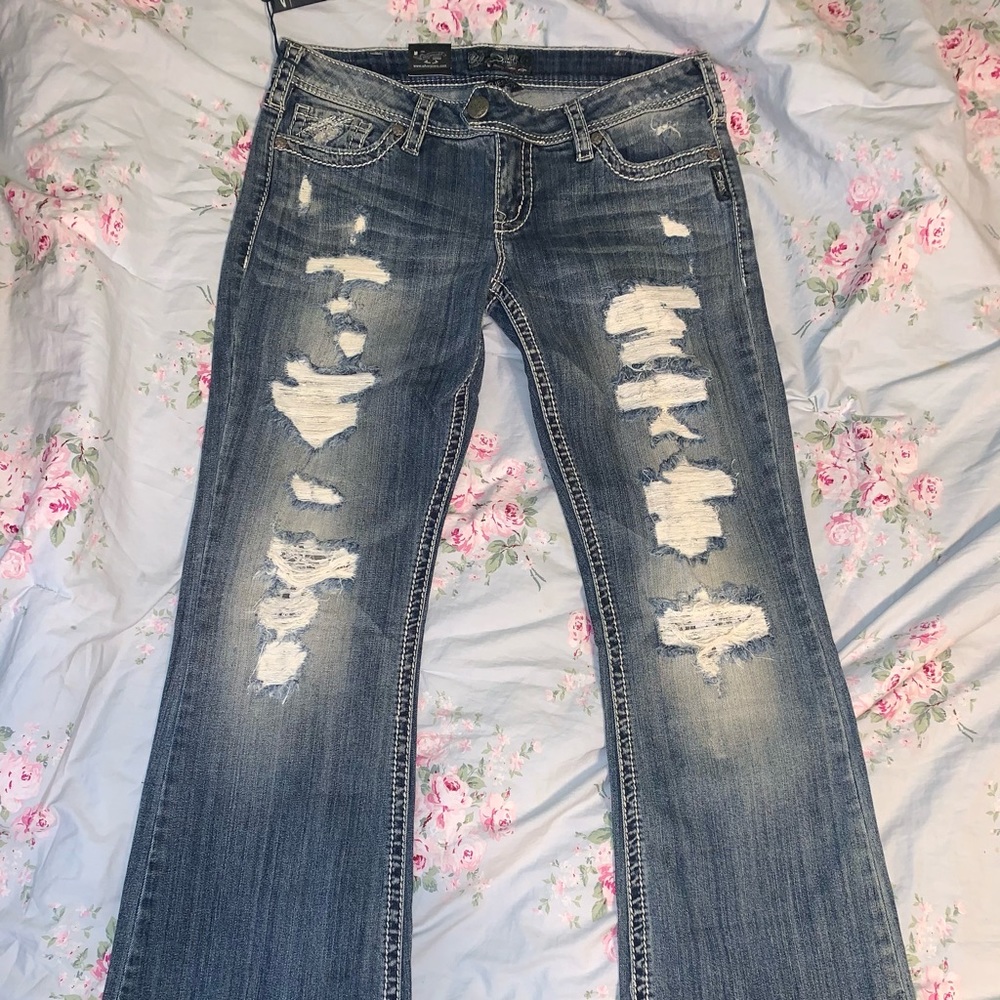 New Silver Jeans Tuesday lace bootcut